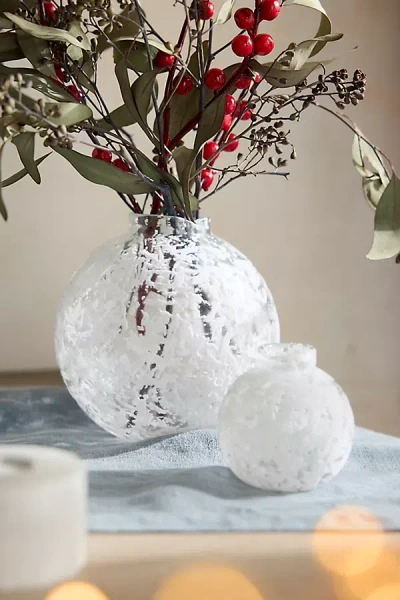 Terrain Flocked Bauble Vases, Set Of 2 In White