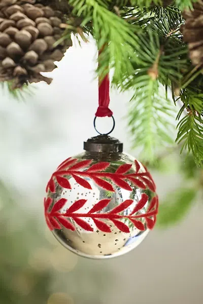 Terrain Flocked Glass Globe Ornament In Multi