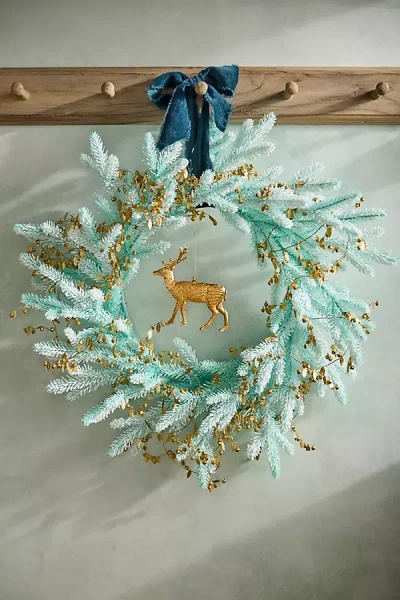 Terrain Flocked Mint Faux Fir Wreath