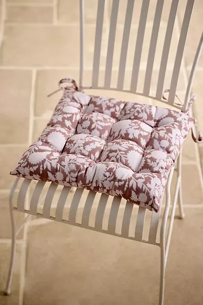 Terrain Floral Block Print Seat Cushion In Beige
