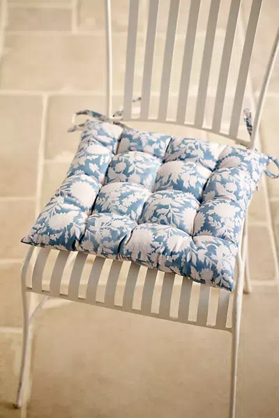 Terrain Floral Block Print Seat Cushion In Blue