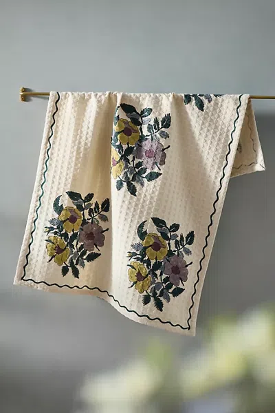 Terrain Floral Bouquet Cotton Hand Towel In Blue