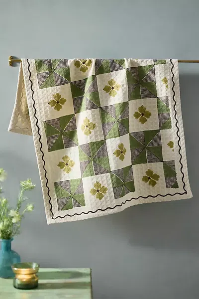 Terrain Floral Bouquet Cotton Hand Towel In Green