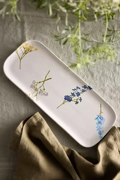 Terrain Painted Floral Ceramic Serving Tray In White