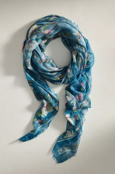 Terrain Floral Cashmere + Modal Scarf In Blue