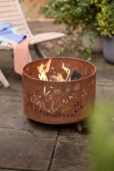 Terrain Floral Fire Pit In Brown