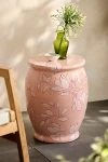 Terrain Floral Glazed Earthenware Side Table In Pink