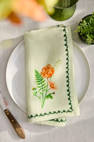 Terrain Floral Illustration Linen Napkins, Set Of 2