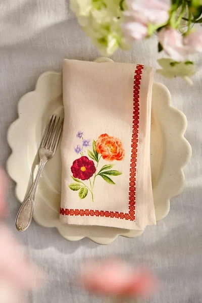 Terrain Floral Illustration Linen Napkins, Set Of 2 In Neutral