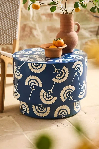 Terrain Floral Inlay Resin Side Table In Blue