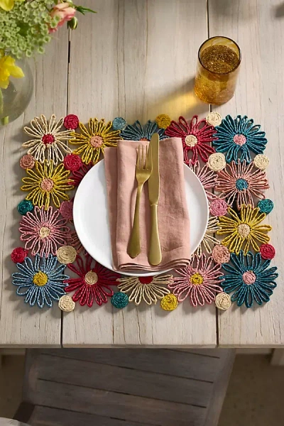 Terrain Floral Patchwork Raffia Placemat