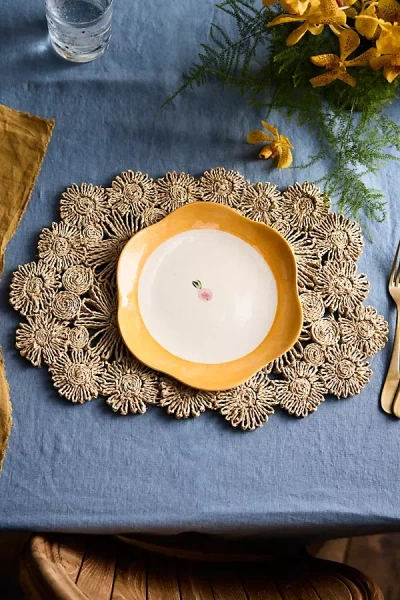 Terrain Floral Raffia Placemat In Gold