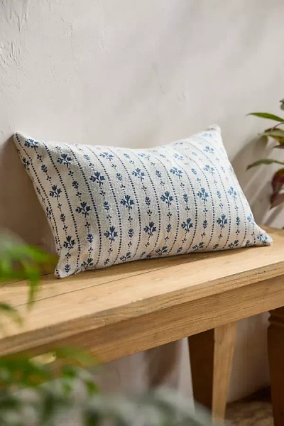 Terrain Floral Stripe Outdoor Pillow, Blue In White