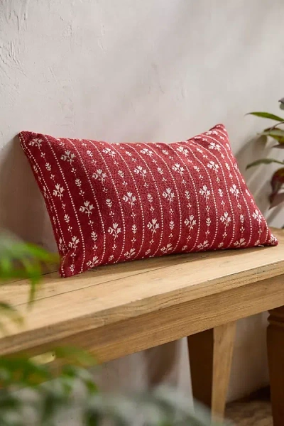Terrain Floral Stripe Outdoor Pillow, Red In Burgundy