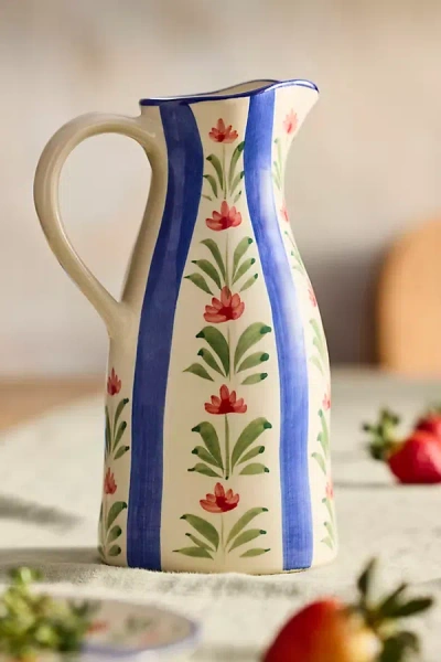 Terrain Floral Stripe Stoneware Pitcher