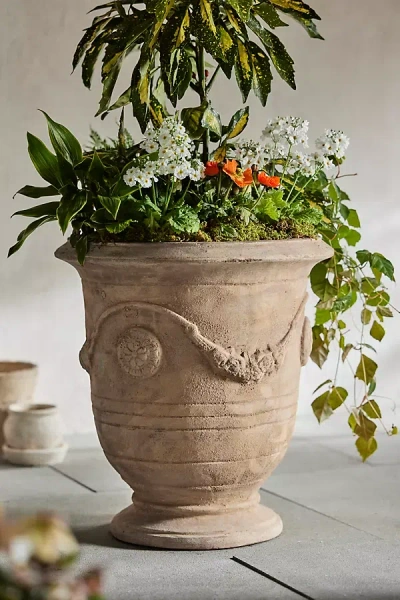 Terrain Floral Swag Terracotta Urn In Neutral