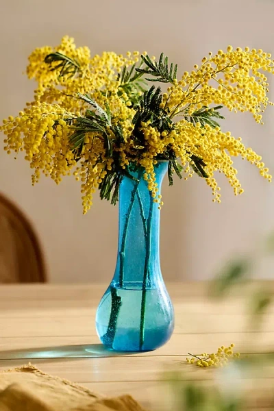 Terrain Flute Neck Recycled Glass Vase In Blue
