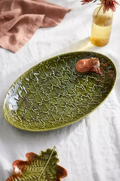 Terrain Fox + Foliage Ceramic Serving Platter In Black