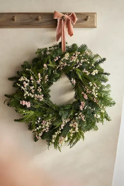 Terrain Fresh Evergreen + Larkspur Wreath In Green