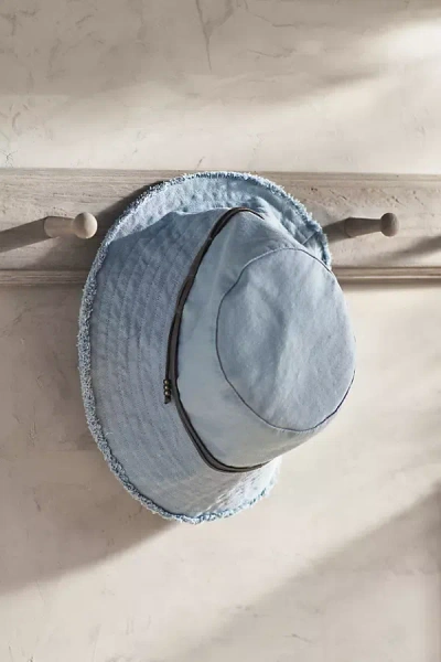 Terrain Fringed Cotton Bucket Hat In Blue