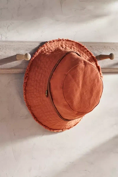 Terrain Fringed Cotton Bucket Hat In Brown