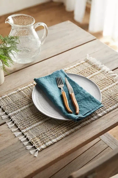 Terrain Fringed Seagrass Placemat In Blue