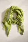 Terrain Fringed Stripe Scarf In Green
