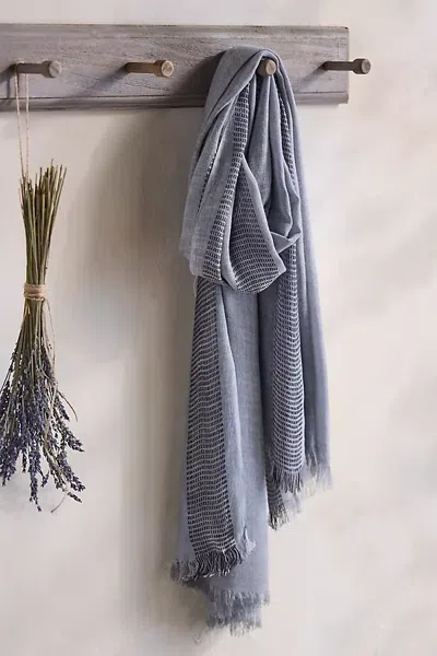 Terrain Fringed Stripe Scarf In Gray
