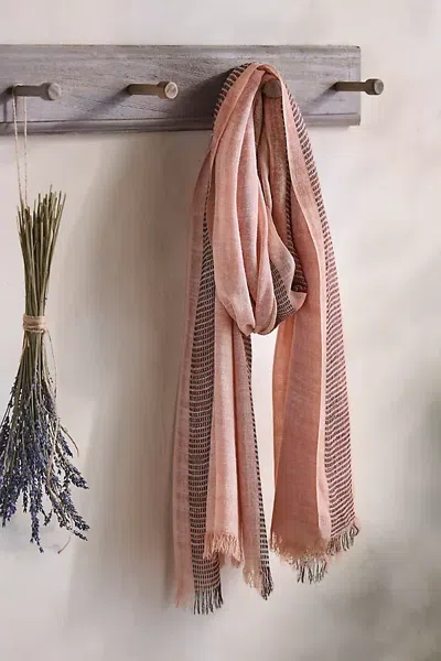Terrain Fringed Stripe Scarf In Pink