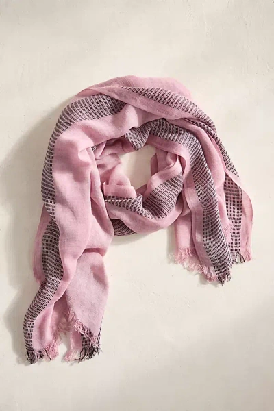 Terrain Fringed Stripe Scarf In Pink