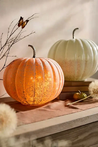 Terrain Frosted Glass Pumpkin, 12" In White