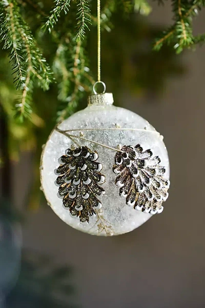 Terrain Frosted Pinecone Glass Globe Ornament In Metallic
