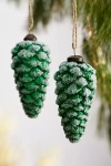 Terrain Frosty Pinecone Glass Ornaments, Set Of 2