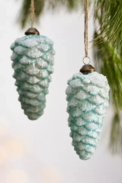 Terrain Frosty Pinecone Glass Ornaments, Set Of 2