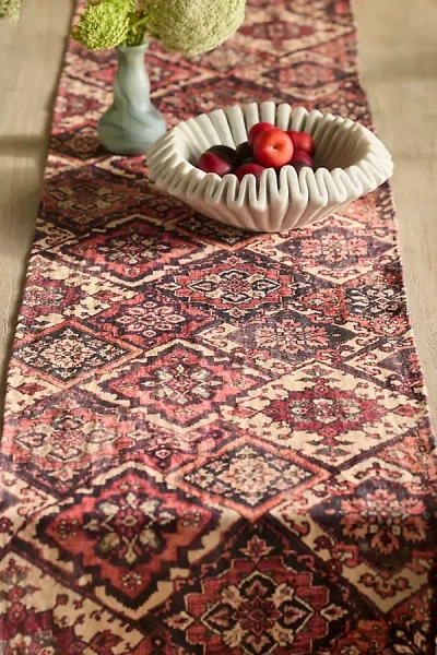 Terrain Geometric Tapestry Linen Runner In Multi