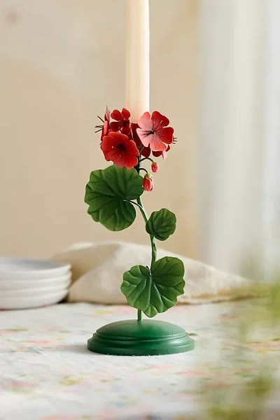 Terrain Geranium Taper Holder In Red