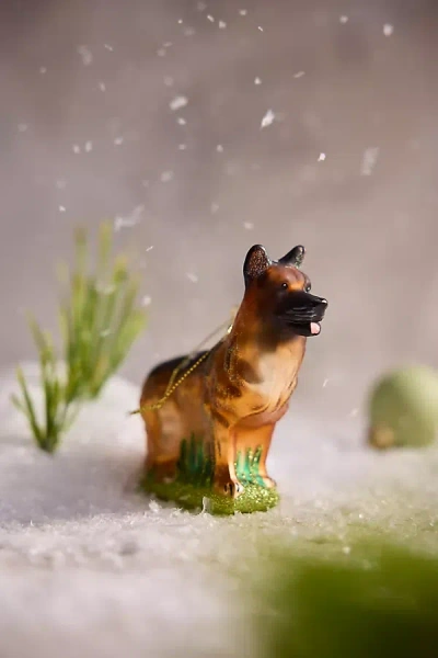 Terrain German Shepherd Glass Ornament In Brown