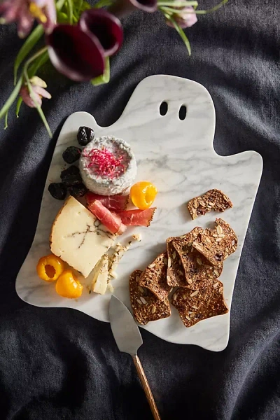 Terrain Ghost Marble Serving Board In White