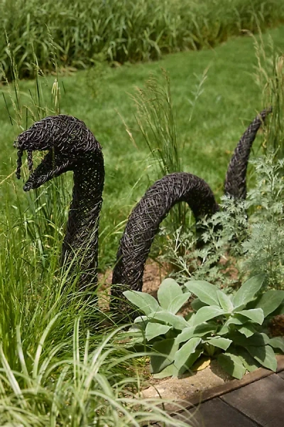 Terrain Giant Woven Rattan Snake Garden Stake Set