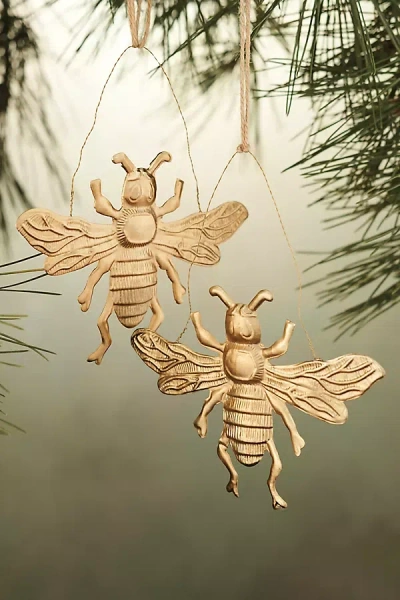 Terrain Gilded Bee Ornaments, Set Of 2 In Gold