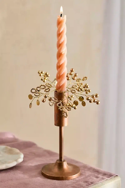 Terrain Gilded Botanical Beaded Candle Wreath In Pink