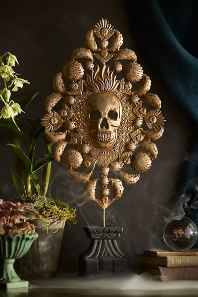 Terrain Gilded Skull Votive Holder In Gold