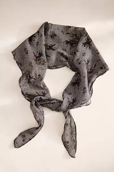 Terrain Gingham Floral Cotton Scarf In Brown