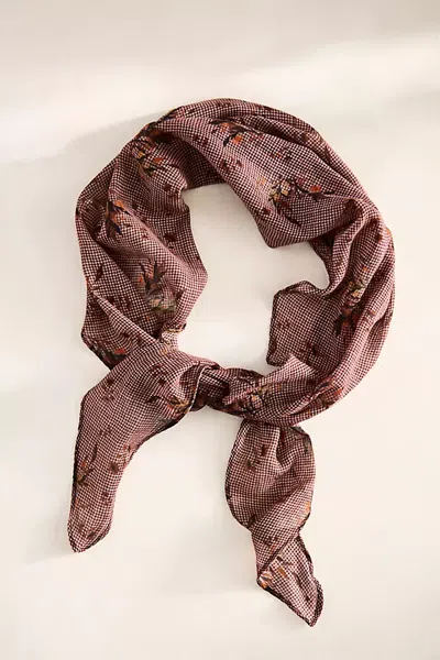 Terrain Gingham Floral Cotton Scarf In Pink