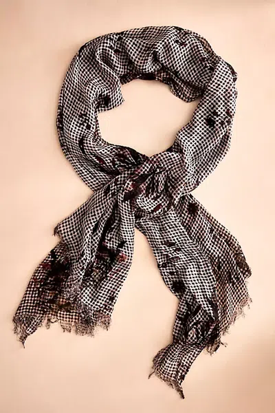 Terrain Gingham Floral Micromodal Scarf In Brown