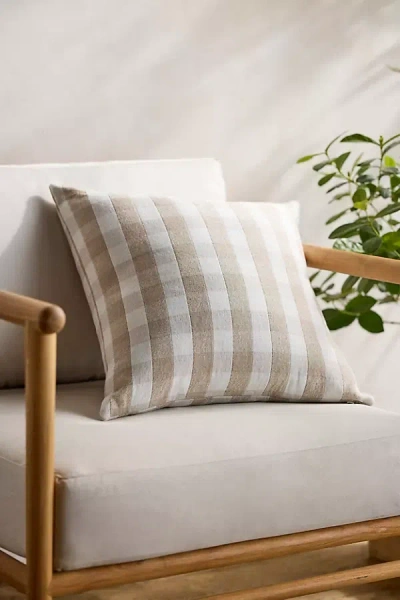 Terrain Gingham Outdoor Pillow, Neutral In Multi