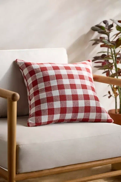 Terrain Gingham Outdoor Pillow, Red In Multi