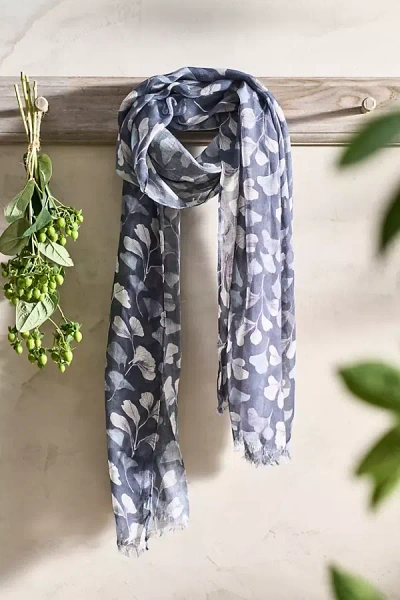 Terrain Gingko Leaves Wool Scarf In Blue