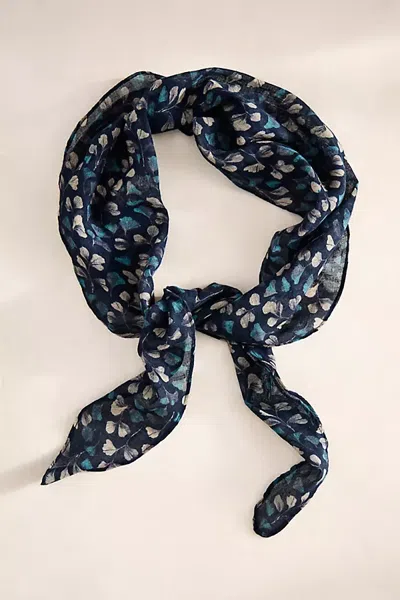 Terrain Ginkgo Leaves Cotton Scarf In Blue