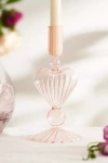 Terrain Glass Heart Taper Holder In Pink
